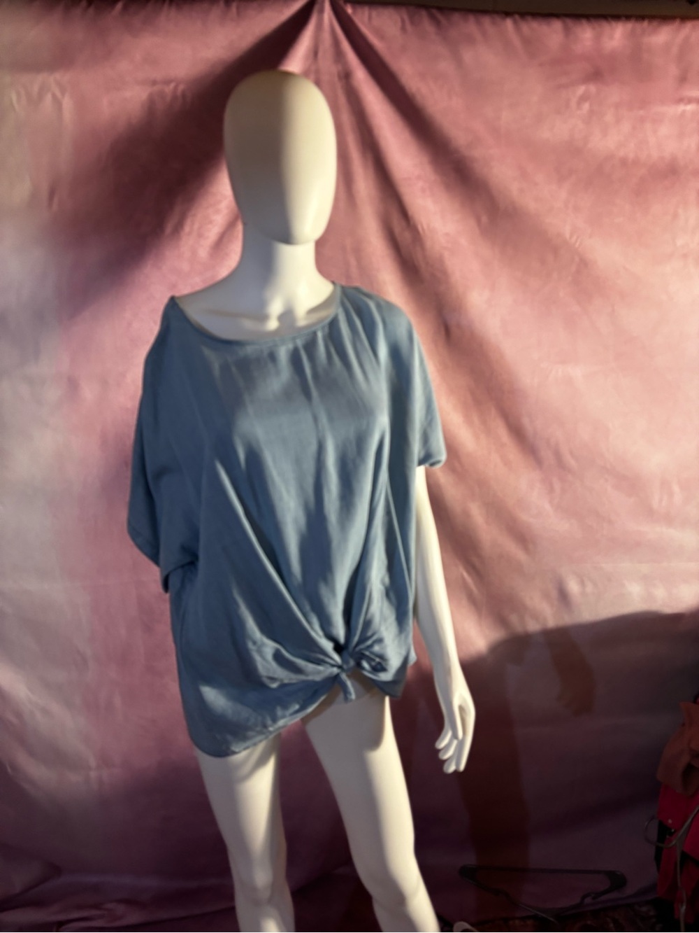 LOFT Light Blue Short Sleeve Knot-Front Tee